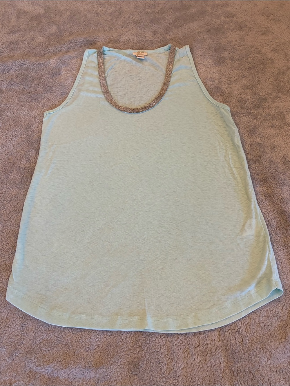 Women’s J. Crew Mint Scoop Neck Tank with Metallic Trim Size Small